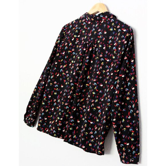 Cabi Ferris Button Front Shirt Blouse Top M #3423 Colorful Feather Confetti Mod - Picture 12 of 14